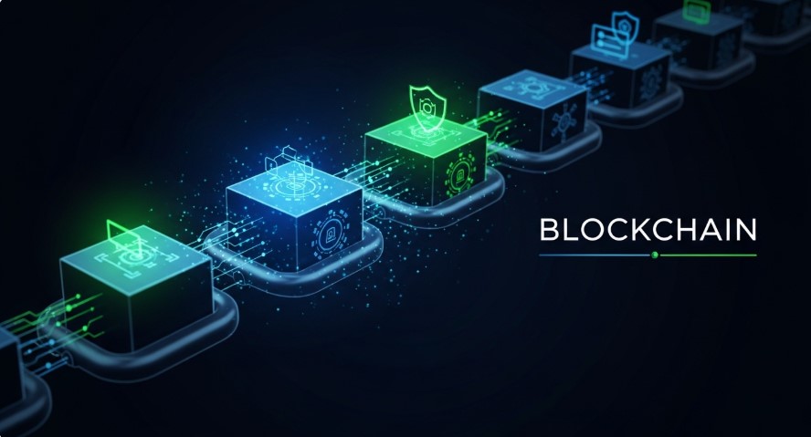 Illustration of blockchain technology for cryptocurrency