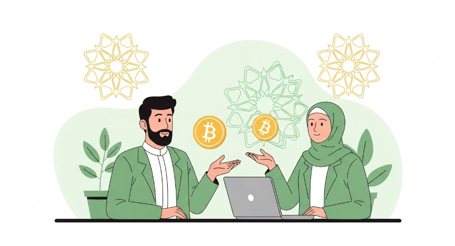 Muslim couple discussing crypto