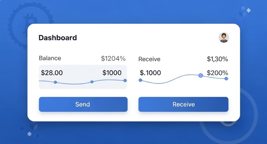 Illustration of a cryptocurrency wallet dashboard