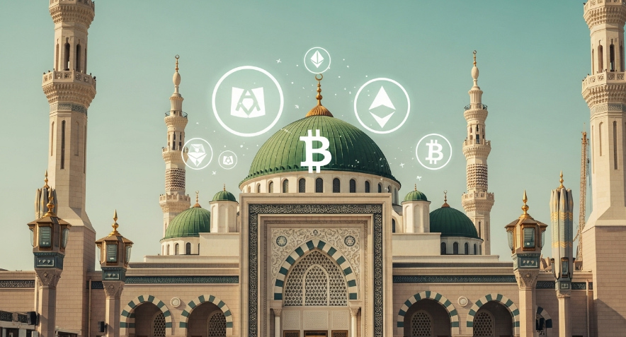 Mosque with crypto symbols