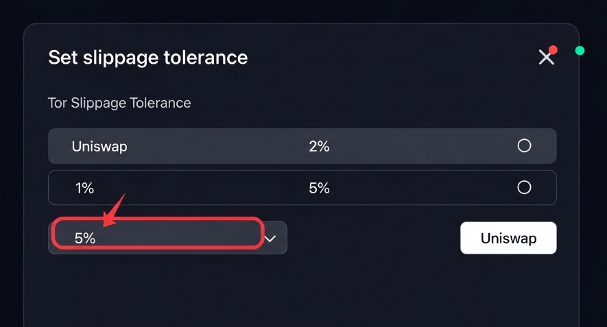 Setting slippage tolerance on a DEX.