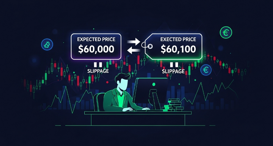 Trader experiencing slippage in crypto market.