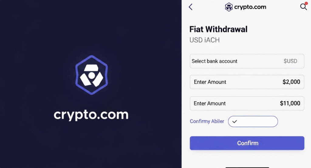 Crypto.com app fiat withdrawal screen for USD