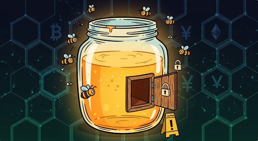 Illustration of a honeypot scam in cryptocurrency