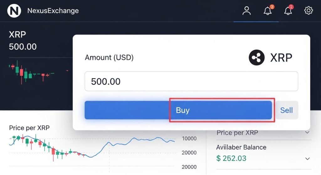 Screenshot of crypto exchange interface