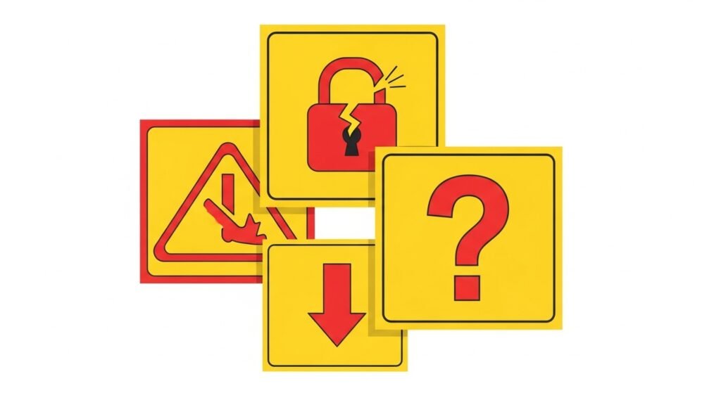 Illustration of warning signs for crypto scams