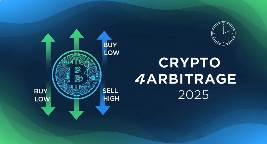 Thumbnail for crypto arbitrage 2025 with Bitcoin symbol and arrows.