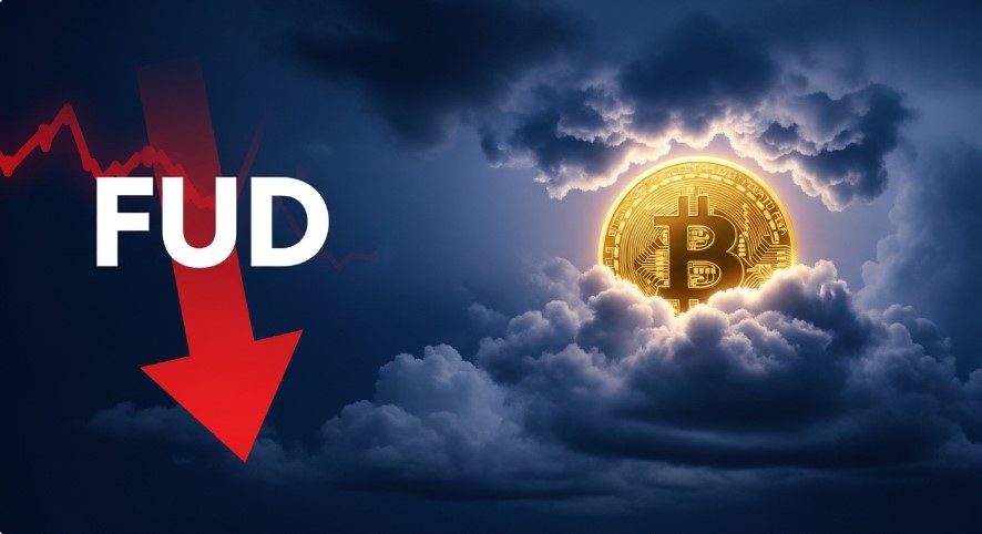 Thumbnail of a stormy sky with a red arrow and glowing Bitcoin logo