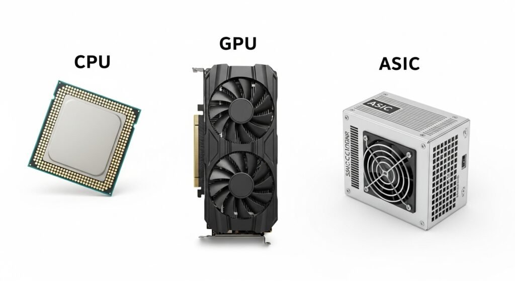 CPU, GPU, and ASIC mining hardware