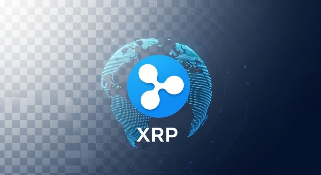 Ripple XRP logo with blockchain network