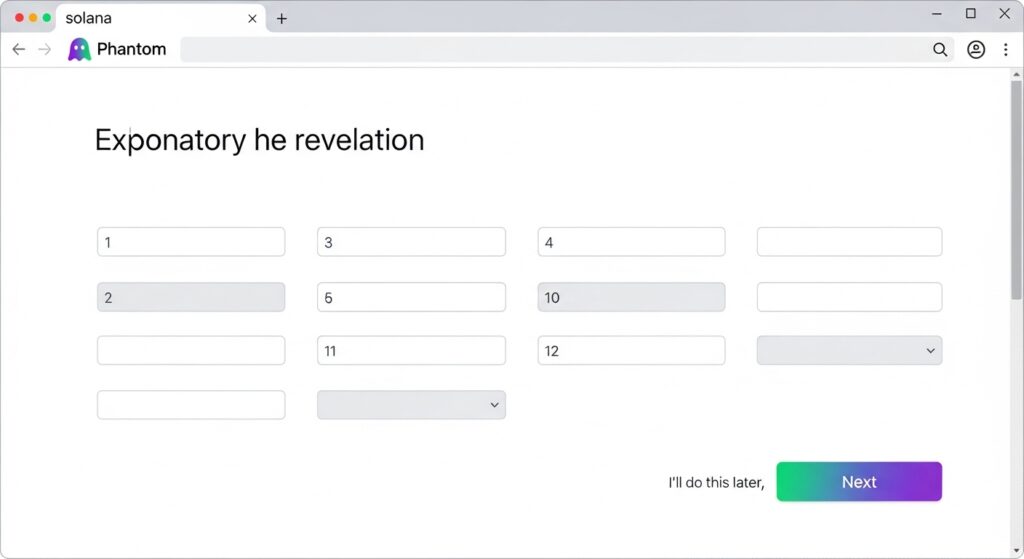 Screenshot of Phantom wallet setup screen