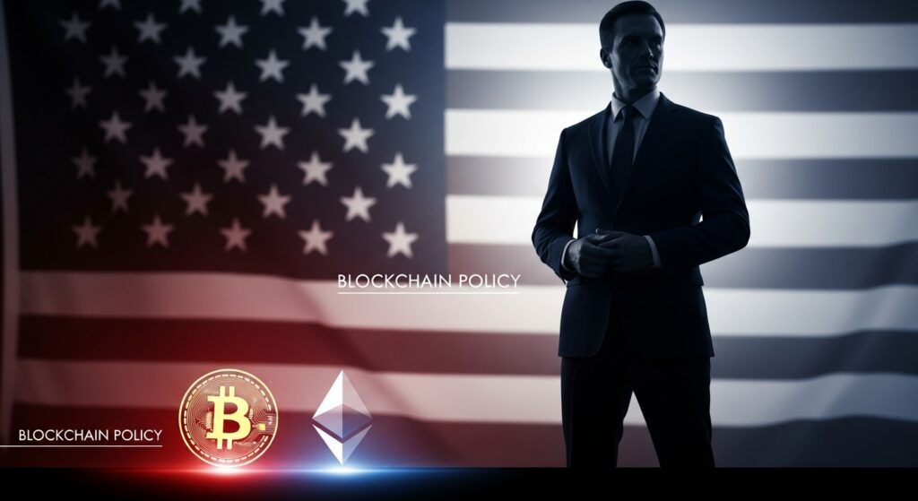Donald Trump with cryptocurrency symbols