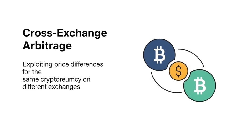 Infographic on types of crypto arbitrage with descriptions.